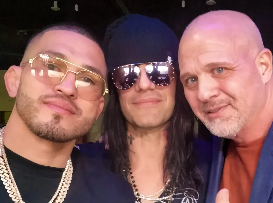 Mike DiDomenico with Criss Angel and UFC fighter Anthony Pettis backstage