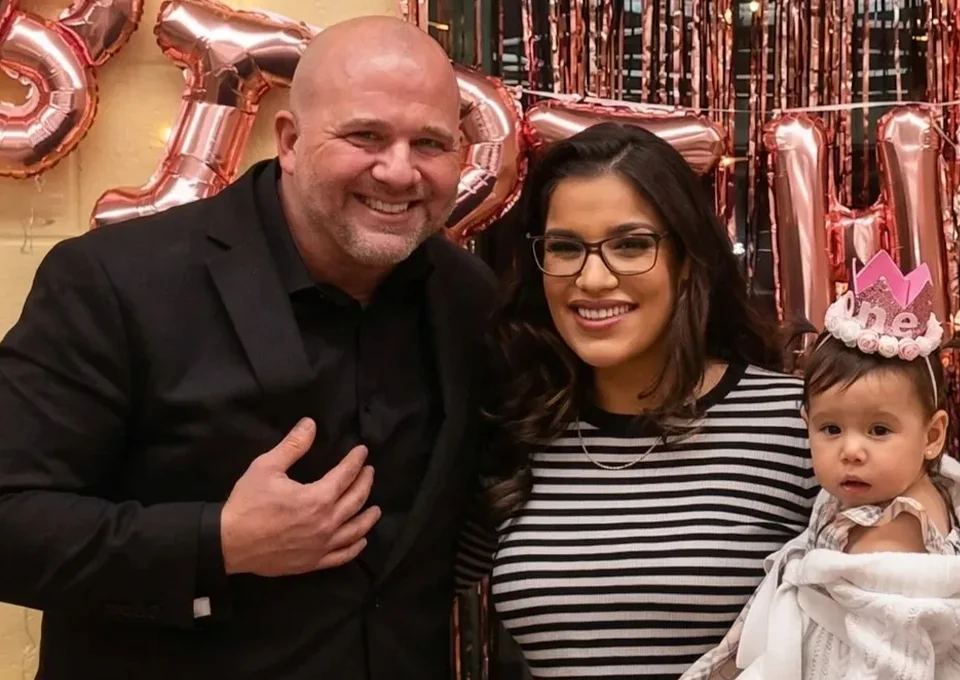 Mike DiDomenico with UFC champion Juliana Pena at her daughter's birthday party